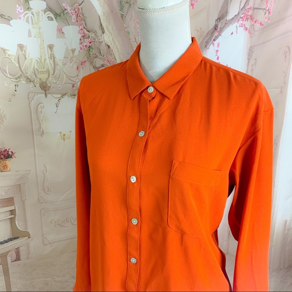 NEW J.Jill Burnt Orange Collared Camperi Button Down Shirt - Picture 2 of 11